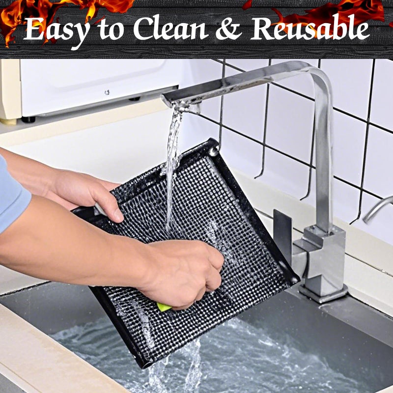 WOHLOPL Grill Bags - Reusable Non-Stick BBQ Mesh Grill Bags, 4 Pieces, Two Sizes (15.7 x 10.6 Inch, 8.7 x 10.6 Inch), Black - Image 5